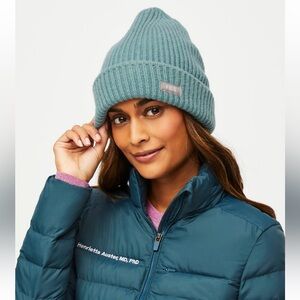 FIGS light Caribbean blue oversized Knit Beanie 100% Merino Wool NWT
